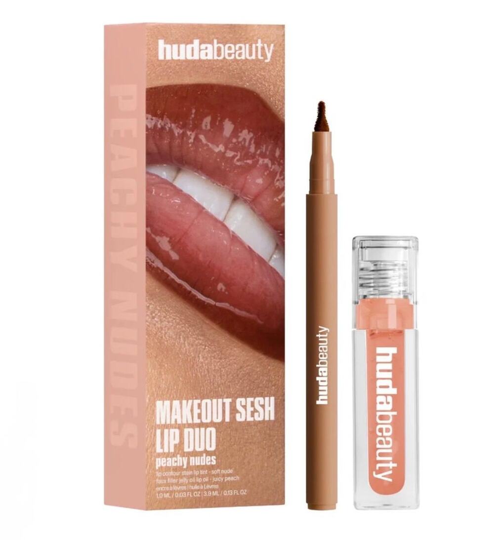 Huda Beauty Makeout Sesh Lip Duo - Peachy Nudes